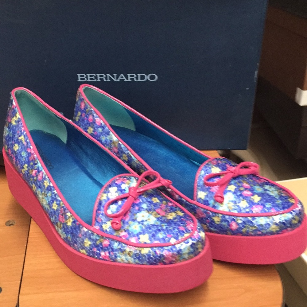 Bernardo pink and sequined multicolored platform